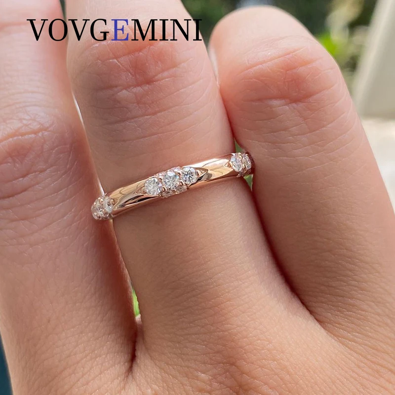 

VOVGEMINI Moissanite Wedding Rings Band 2mm 1.5mm Round Cut Silver 925 Fine Luxury Jewelry Ring Woman Plated 18k Yellow Gold