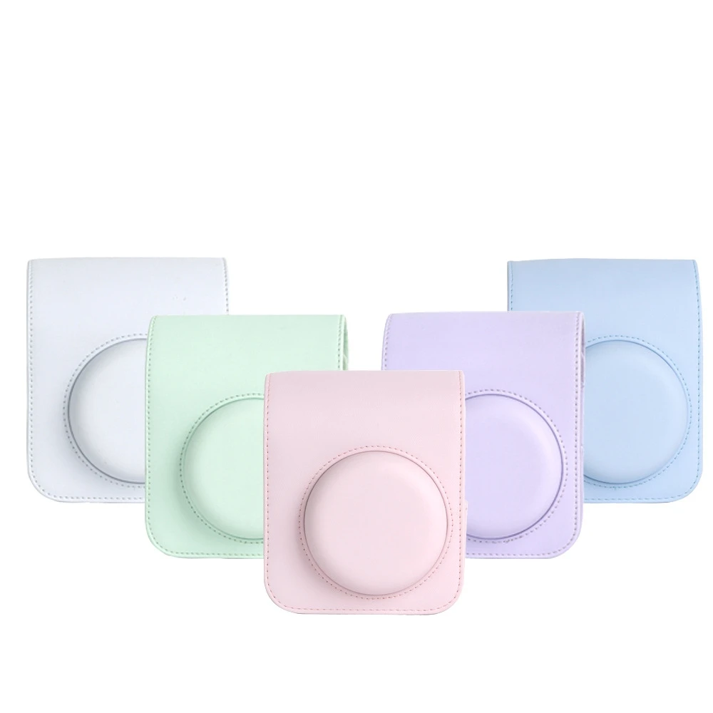 

Solid color mini camera bag PU leather cover with shoulder strap For Instax Mini12 camera bag