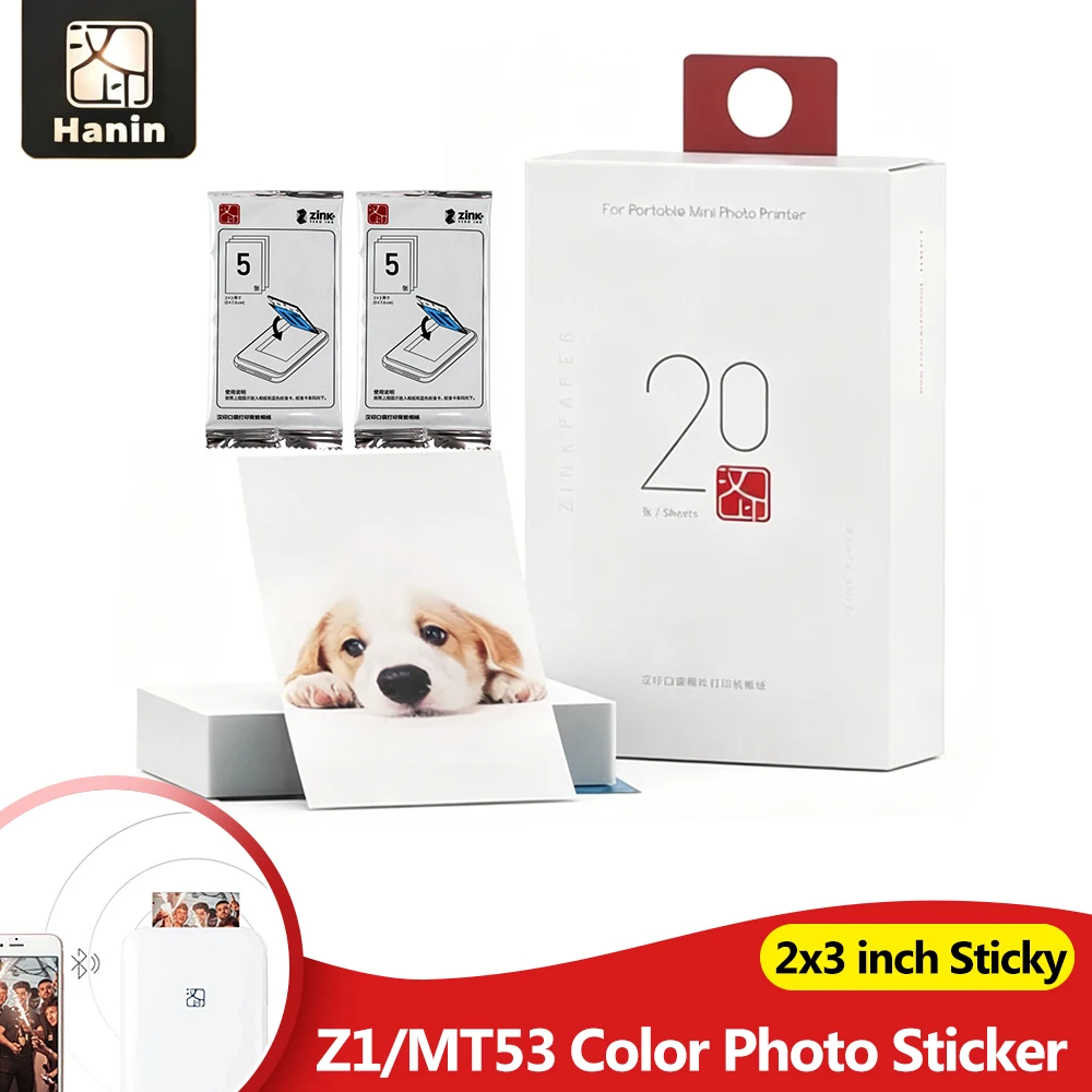 Papel Fotográfico Colorido 2x3 Polegadas com Adesivo, Papel Fotográfico Zink para Impressora de Fotos Portátil HPRT MT53/Z1