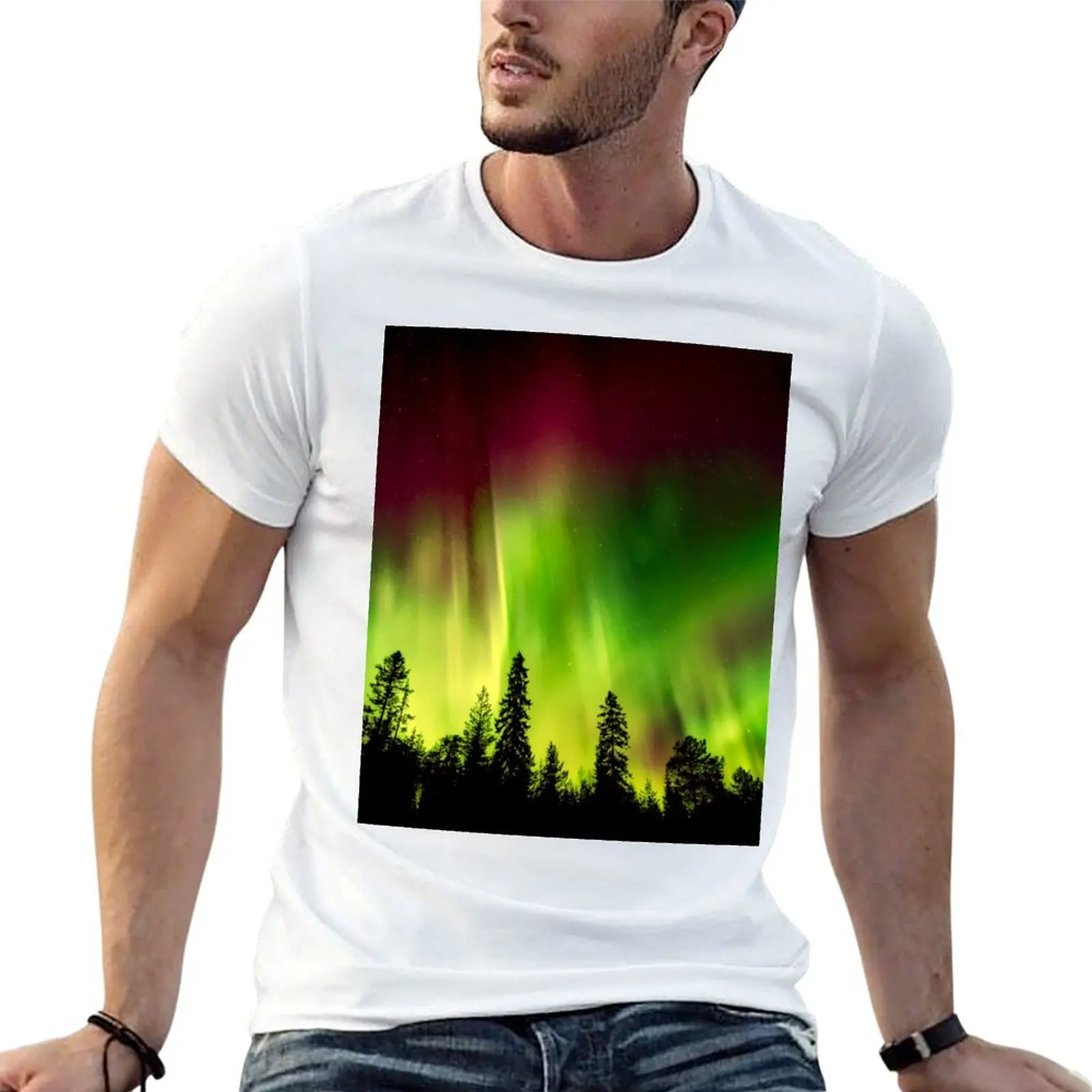 

funny cotton designer shirt Aurora Northern man t shirt summer t shirts T-Shirt t man Lights Borealis