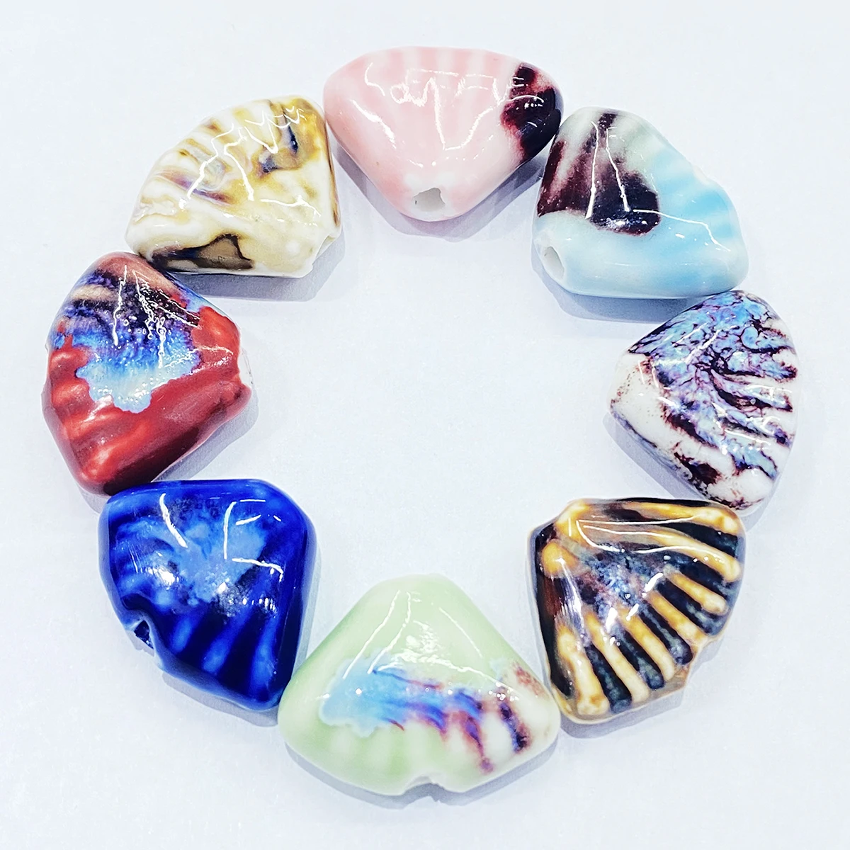 22 Different Colors Fan Shape Ceramic Beads For Jewelry Making DIY