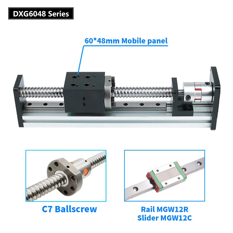 Linear Guide Rail Sliding Table Module 100- 1000mm Stroke Ballscrew Slide SFU1204/1605/1610 60*42/60*48 Mobile Panle CNC XYZ