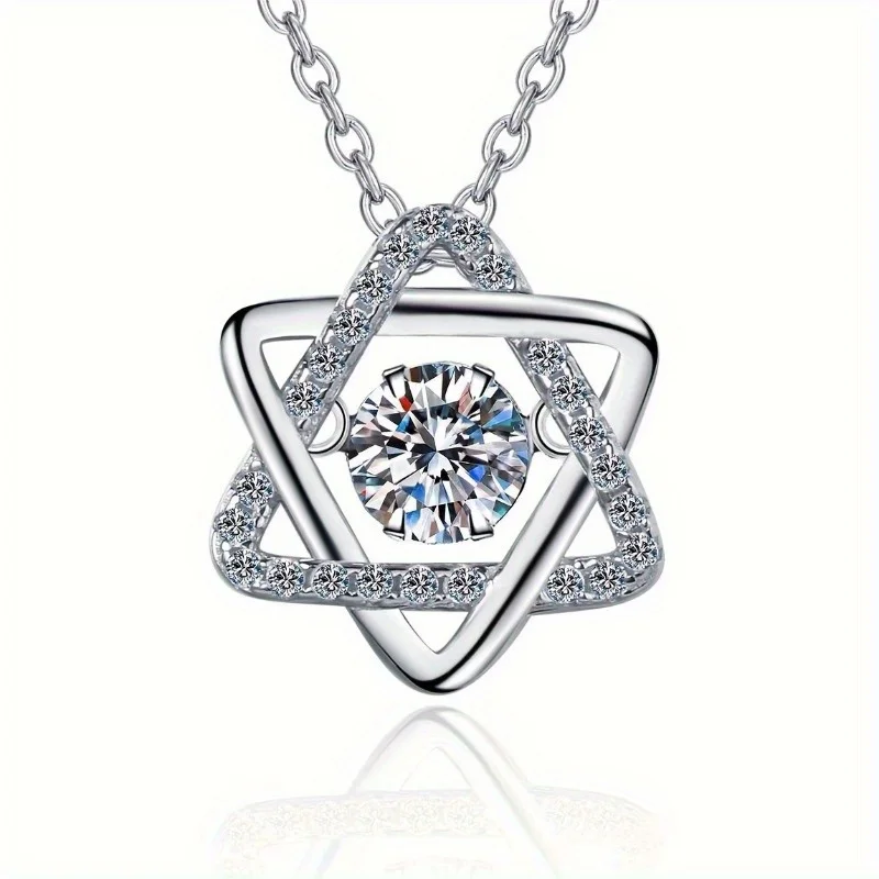 قلادة قلادة من الفضة الإسترليني S925 ديكور مويسانيتي، نجمة مجوفة من مجوهرات ديفيد، هدية عيد الميلاد