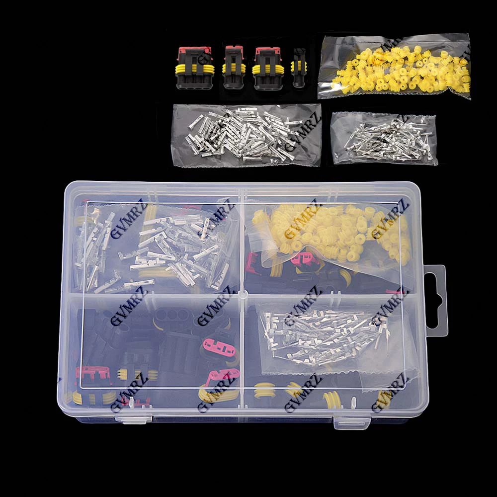 352PCS/box HID Waterproof Connectors 1/2/3/4 Pin Car Electrical Electri Wire Connector Plug Truck Harness