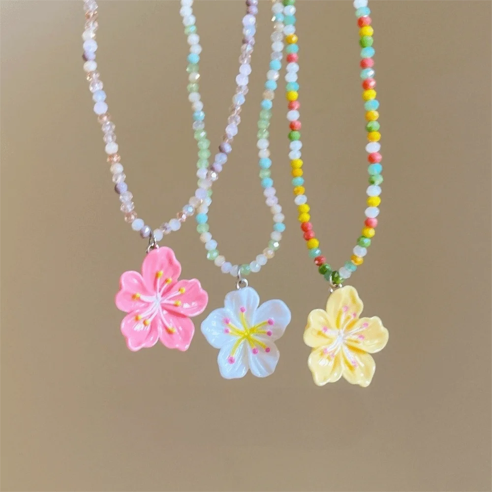 Fashion Colorful Flower Pendant Necklaces Bohemian Adjustable Beads Choker Necklace Flowers Charms Jewelry Beach