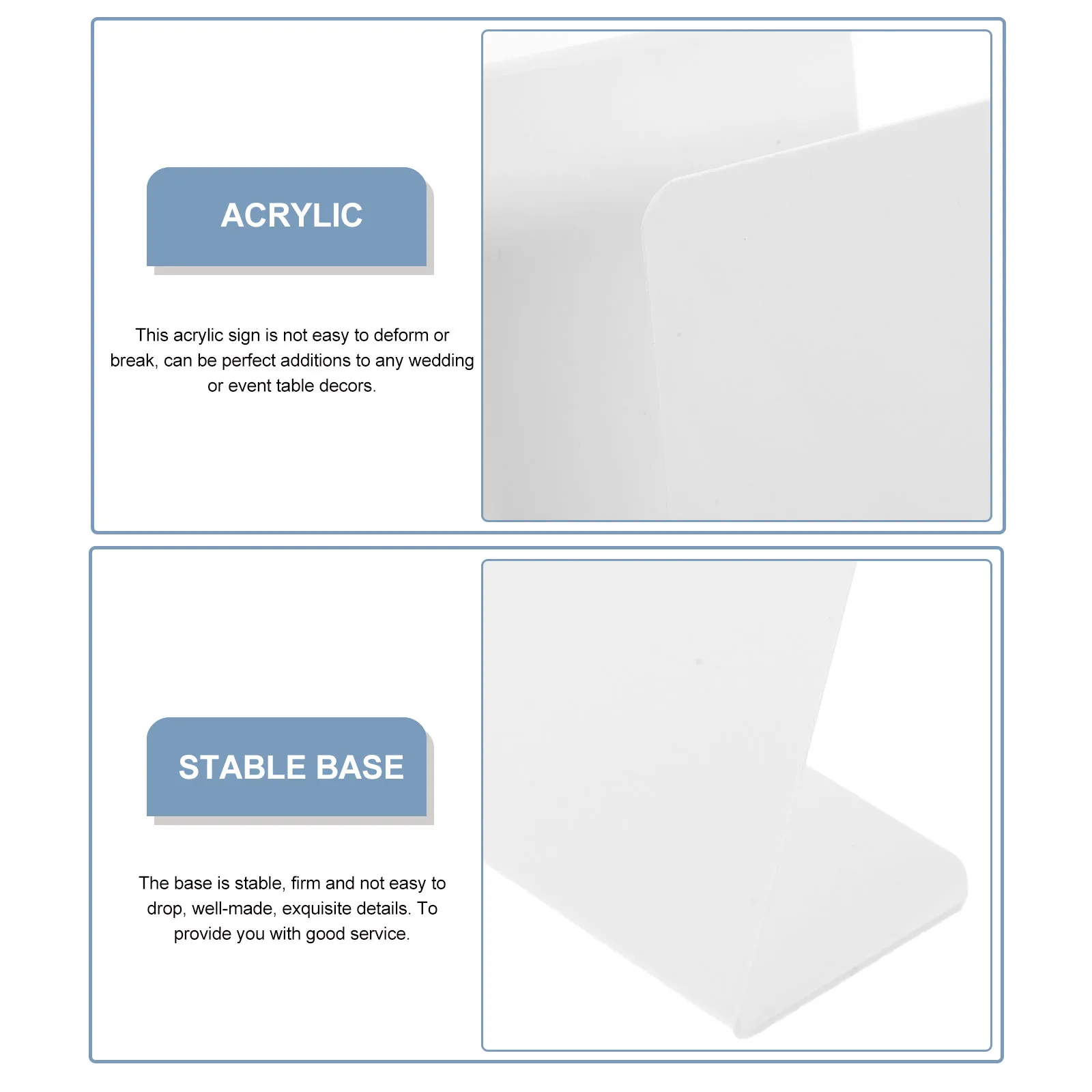 

10pcs Acrylic Dry Erase Table Sign Blank Wedding Table Number Reusable Tabletop Name Stand Menu Label Display Holder For