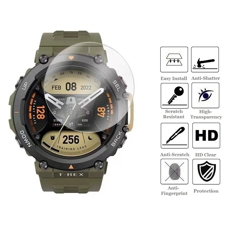 Protector de pantalla para reloj inteligente Amazfit t-rex Pro, película protectora antiarañazos de vidrio templado, 5 piezas