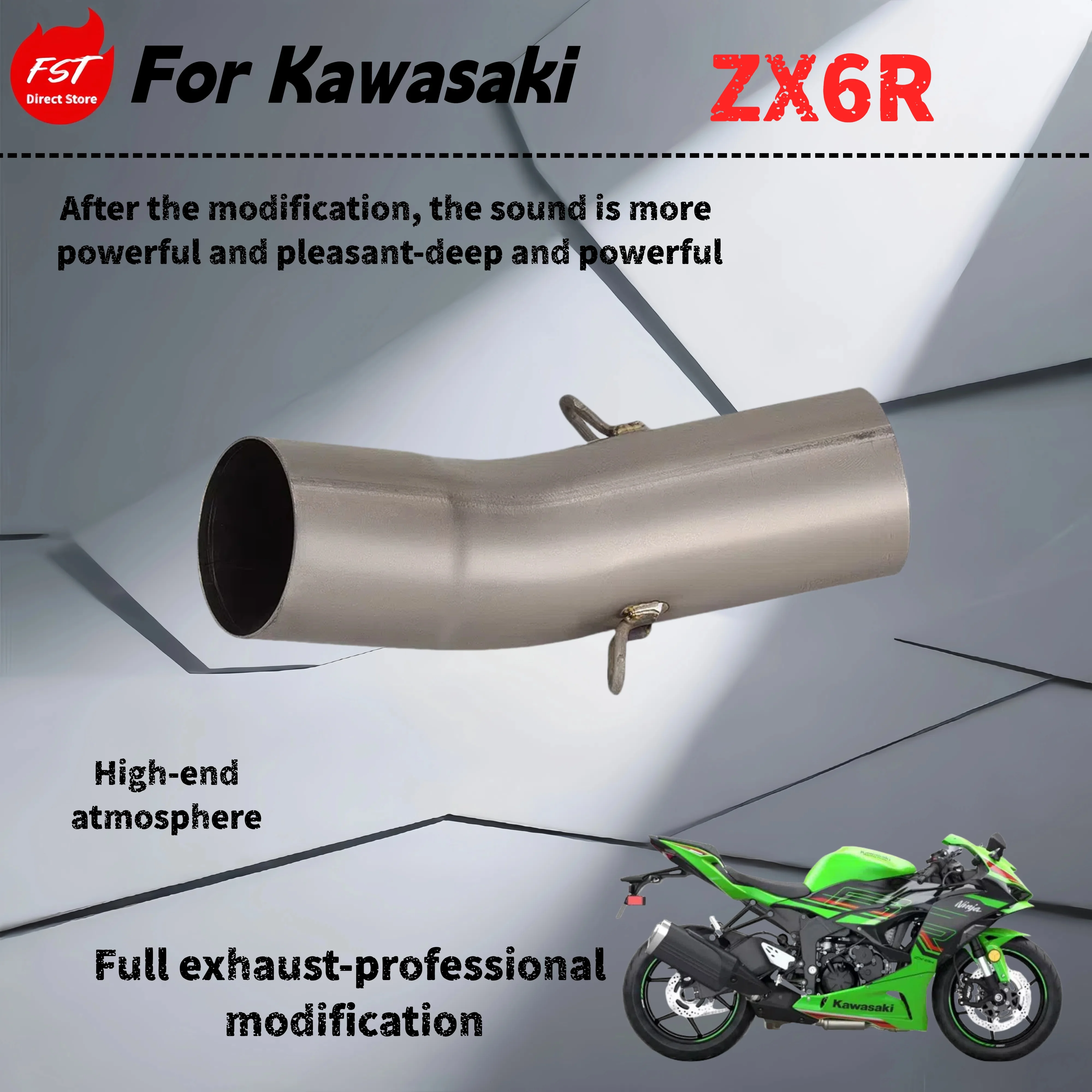 

For Kawasaki ZX6R - modified mid-tail exhaust pipe - the sound is deep, rich and powerful