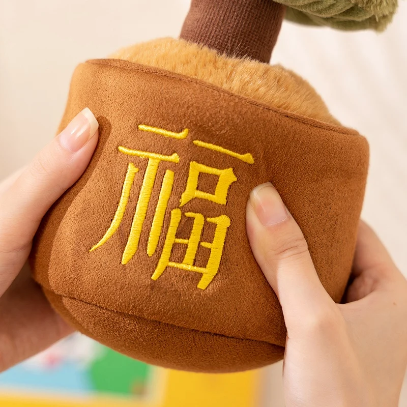 Albero di Natale impilabile in peluche da 30 cm con caratteri cinesi Fu, design soffice, morbido ornamento imbottito per la decorazione domestica, regalo del festival