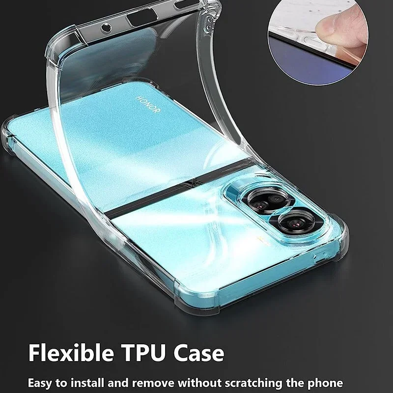 Capa de telefone de cristal à prova de choque para huawei honor 90 lite pro capa de silicone transparente capa traseira 70 lite pro x8a x9a x7a x6 x5 5g