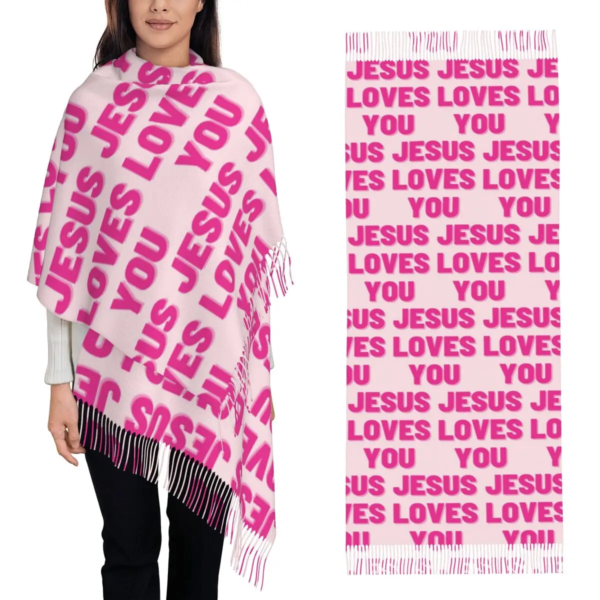 

Шарф «Иисус любви», шарфы с кисточками для женщин, мягкие теплые шали и накидки, длинная осенне-зимняя шаль