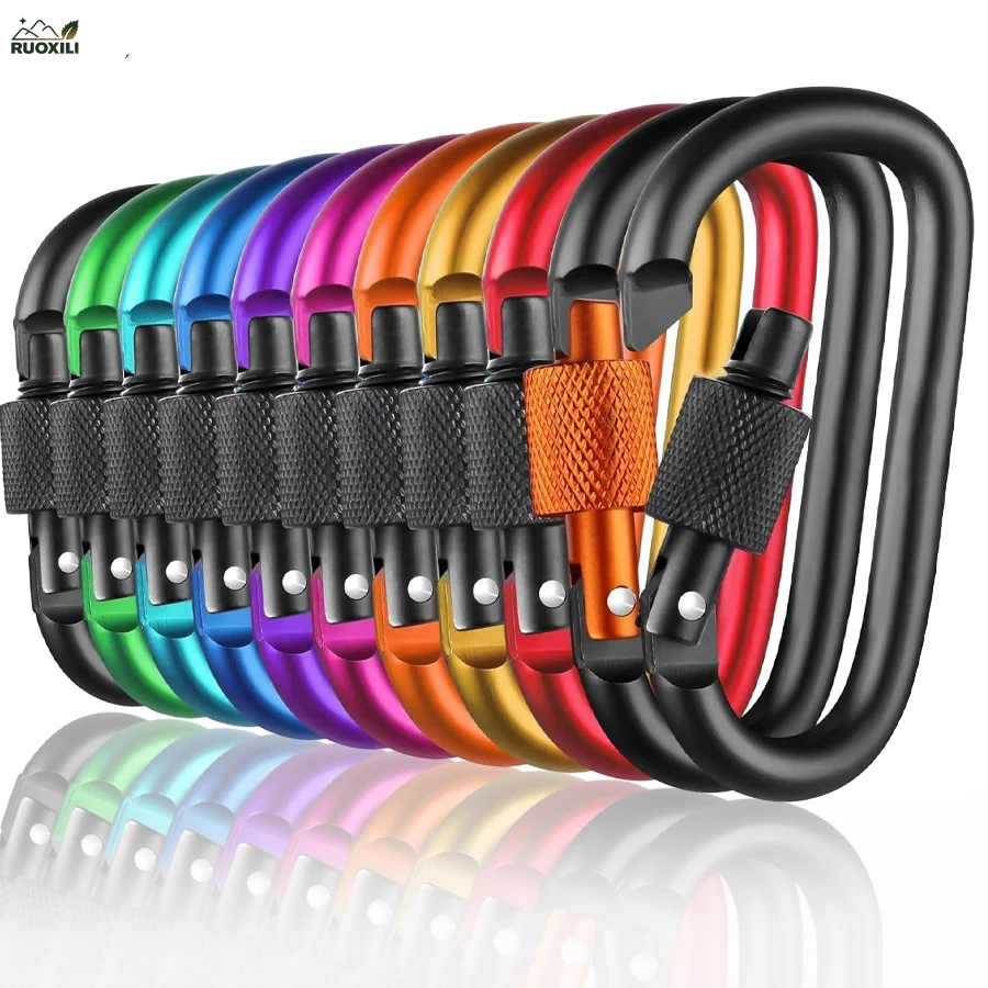 

D-Shaped Hiking Buckle Outdoor Adventure Safety Locking Backpack Buckle - Durable Aluminum Alloy,Stylish D-ring Design