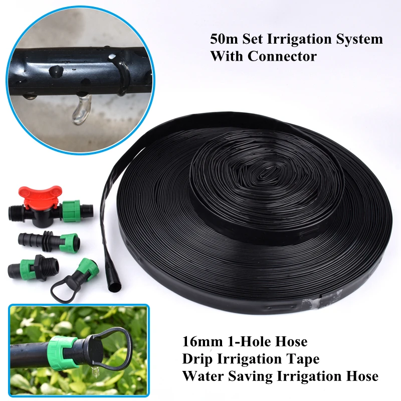 

50m Set 16mm 1-Hole Drip Irrigation Hose Irrigation System Agriculture Fertilization Irrigation Garden Watering Hose Connector