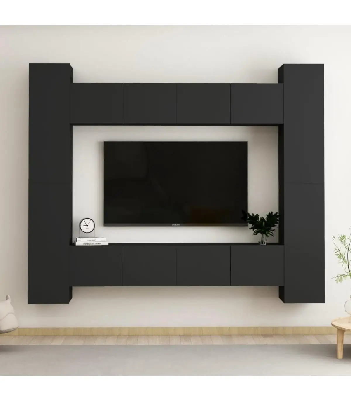 TV furniture TV furniture set 8 pieces Black chipboard