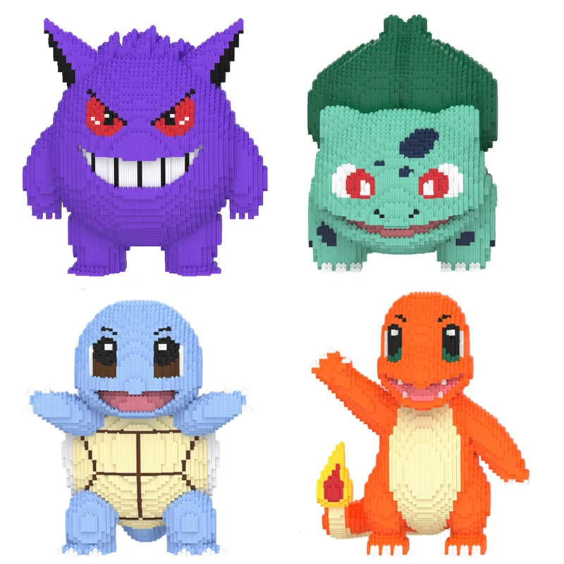 

Pokemon Pikachu Building Block Bulbasaur Charmander 3D Model Assembly Connection Mini Brick Figure Toys for Home Decora