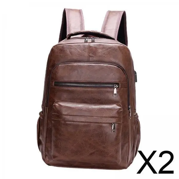 

Роскошный мужской рюкзак для ноутбука большой емкости, водонепроницаемый дорожный рюкзак из искусственной кожи с портом для зарядки для делового использования