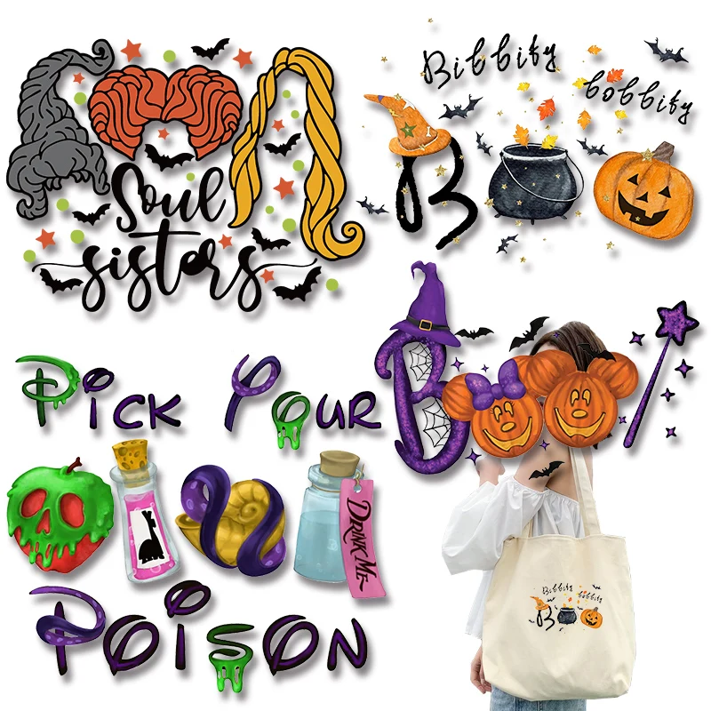 

Halloween Style pictures Vinyl Sticker For Clothes heart iron on patch easy to use DIY decoration