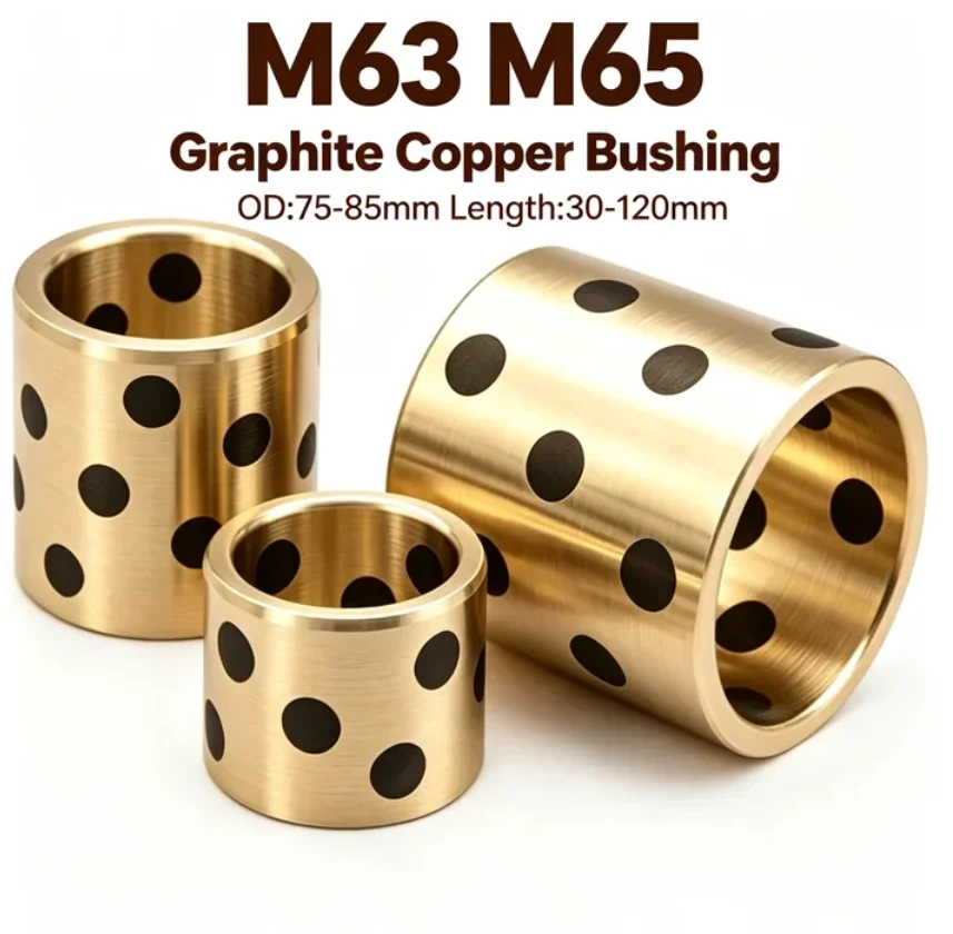 Graphite Embedded Copper Alloy Bushing M63 M65 Self Lubricating Oil-Free Bearing Sleeve 75-85mm Outer Dia Wear Resistant