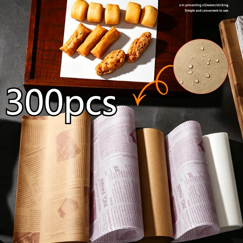 50-300Pcs Sandwich Oil-absorbing Newspaper Kitchen Paper Fries Fried Chicken Oil-absorbing Paper Bread Bake Separating Pad Paper