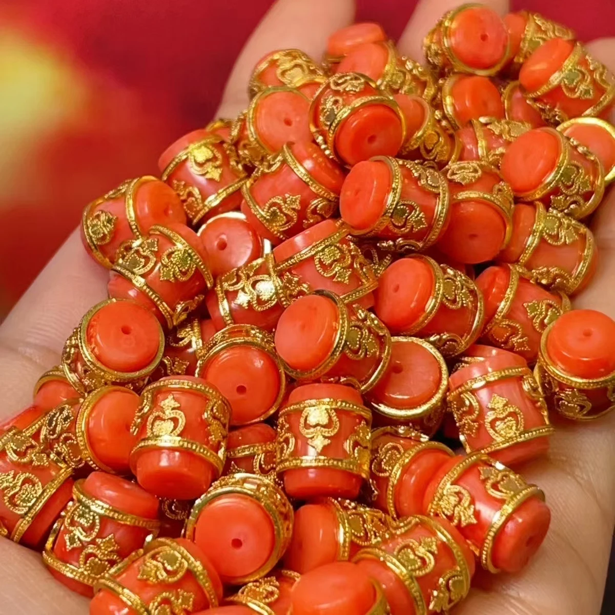 2Pcs Pupa Isolation Beads Natural Southern Red Loose Beads 9x10mm For Jewelry Making DIY Necklace Bracelet Earrings Accessory