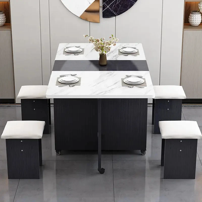 

Прочный современный складной обеденный стол для небольшой бытовой квартиры, многофункциональные обеденные столы, маленький простой прямоугольный