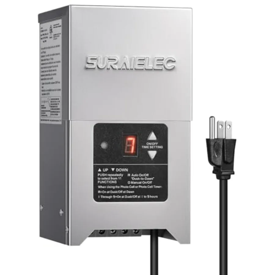 Low Voltage Landscape Transformer, 300W Outdoor Light Transformer with Timer and Photocell Sensor, 120V to 12V 15V AC Multi Tap