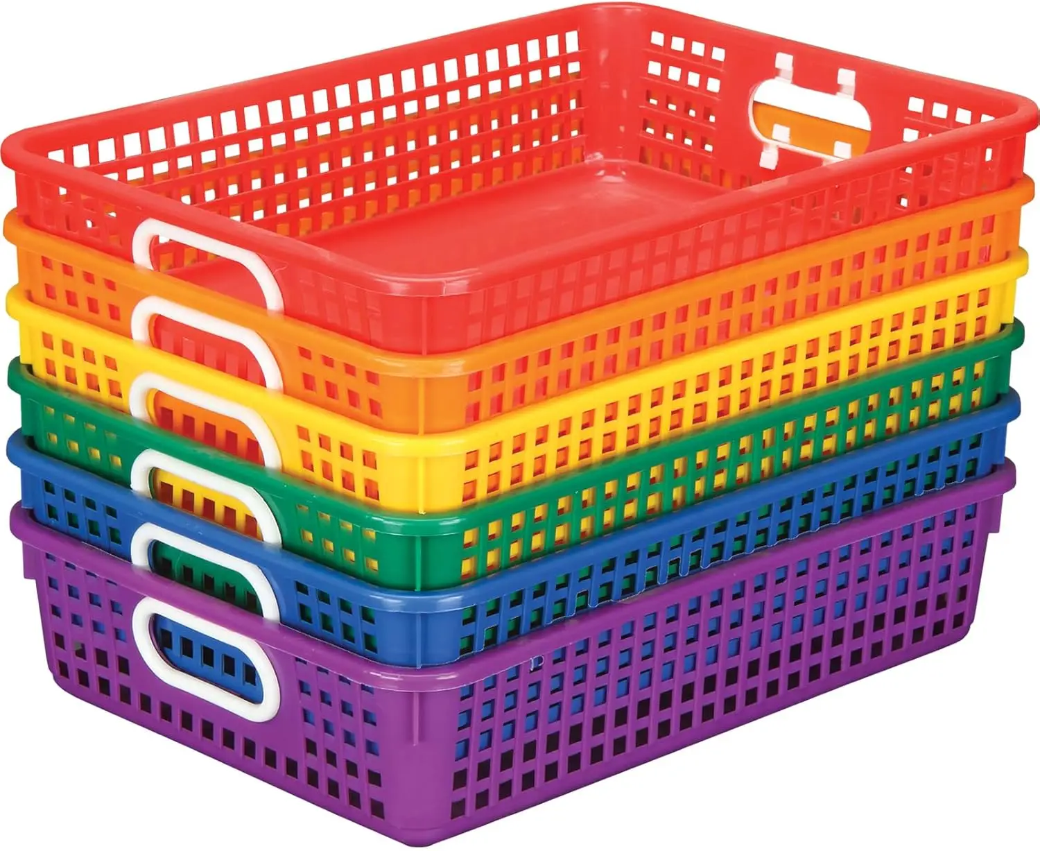 

6-Pack Plastic Mesh Desktop Storage Baskets, 14x10 Inches, Paper Organizer for Classroom Home Office