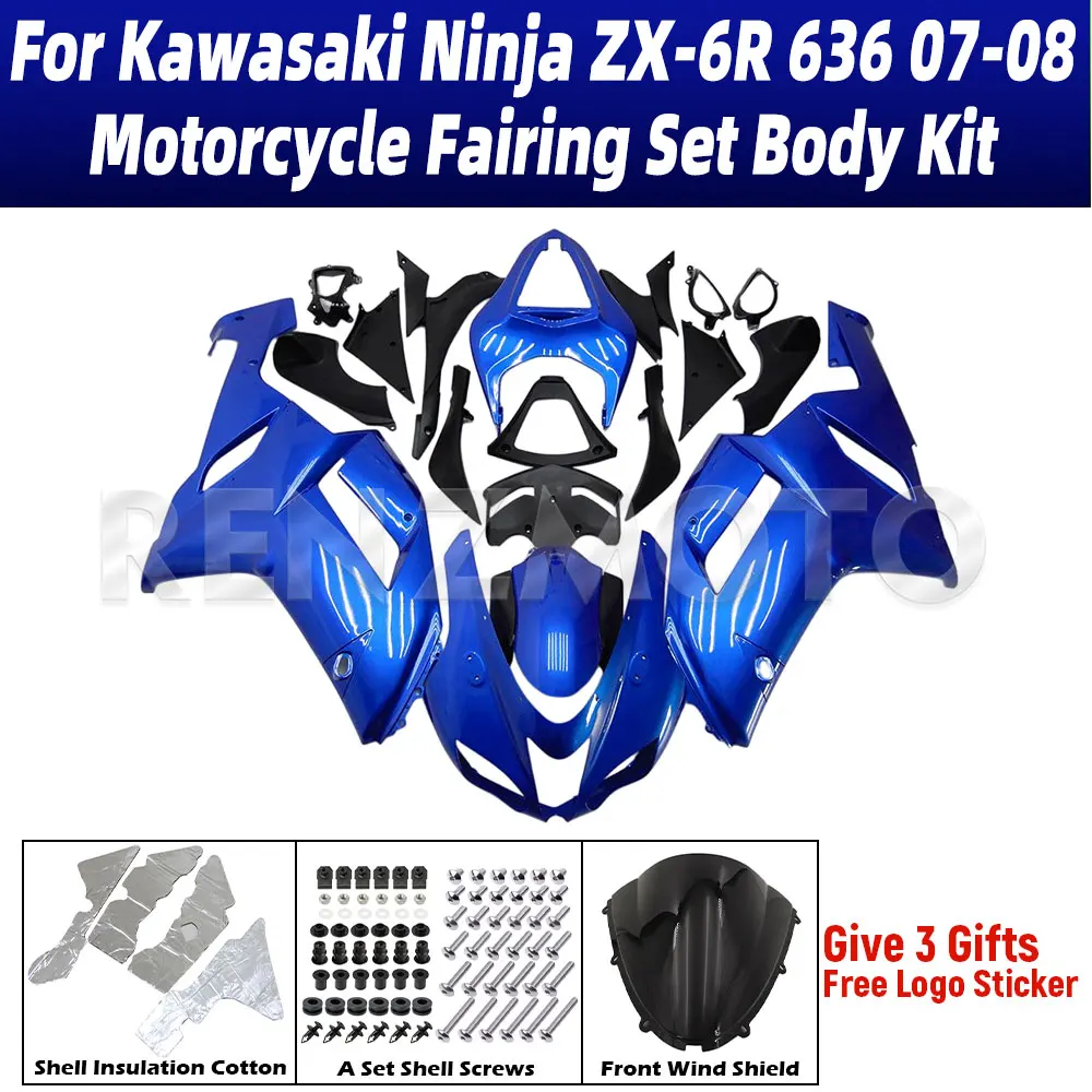 

New ABS For Kawasaki Ninja ZX-6R 636 2007-2008 Motorcycle Bike Fairings Set Body Kit Bodywork Set Shell Injection K0607-102a
