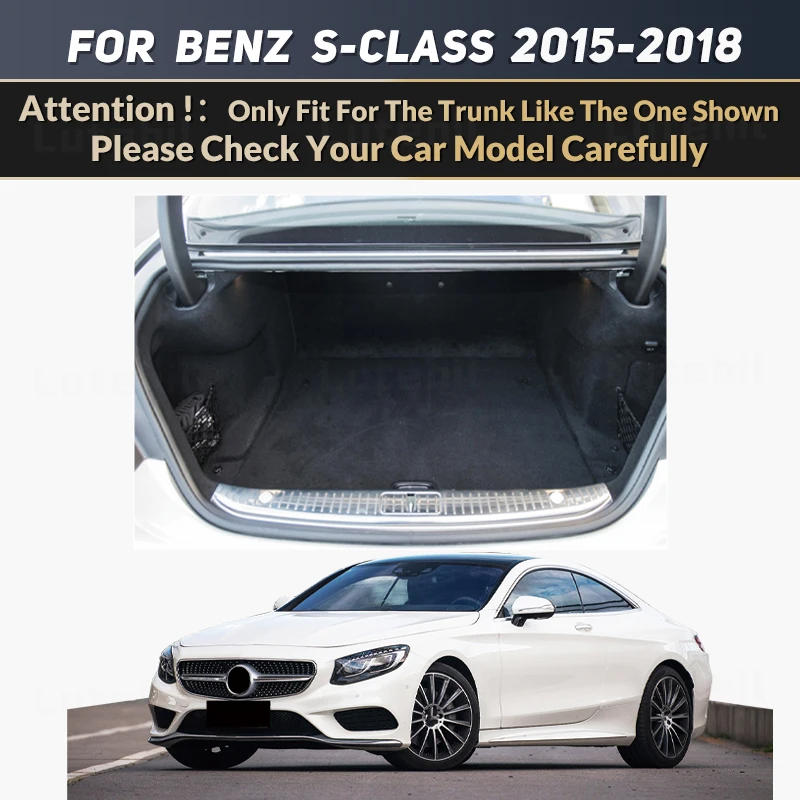 For Mercedes S class Coupe 2-door 2015-2018 17 16 Full Coverage Trunk Mat Car Boot Cover Pad Cargo Liner Interior Accessories