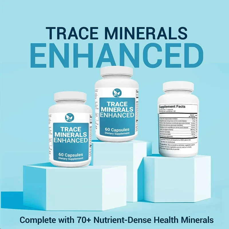 Complexo de aprimoramento mineral Trace - Contiene mais de 70 minerais saudáveis intensivos nutritivos - Suplementos dietéticos -60 cápsulas