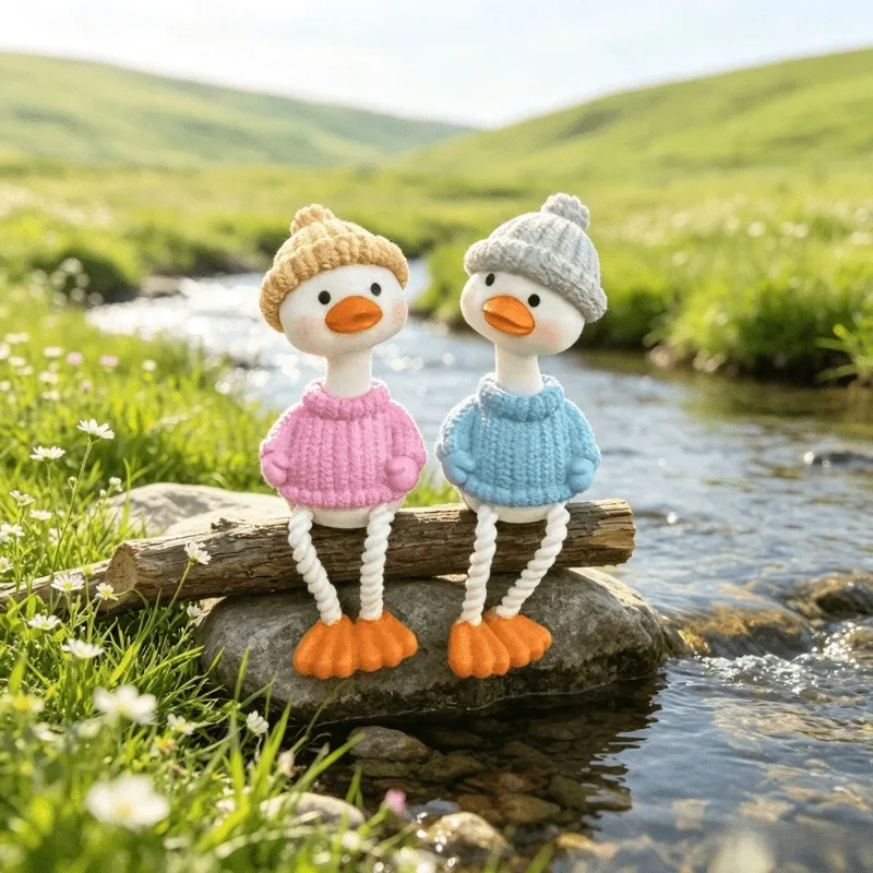 3 pieces of duck ornaments, car/home tabletop decoration, Autumn Christmas atmosphere, back-to-school season, Christmas gifts