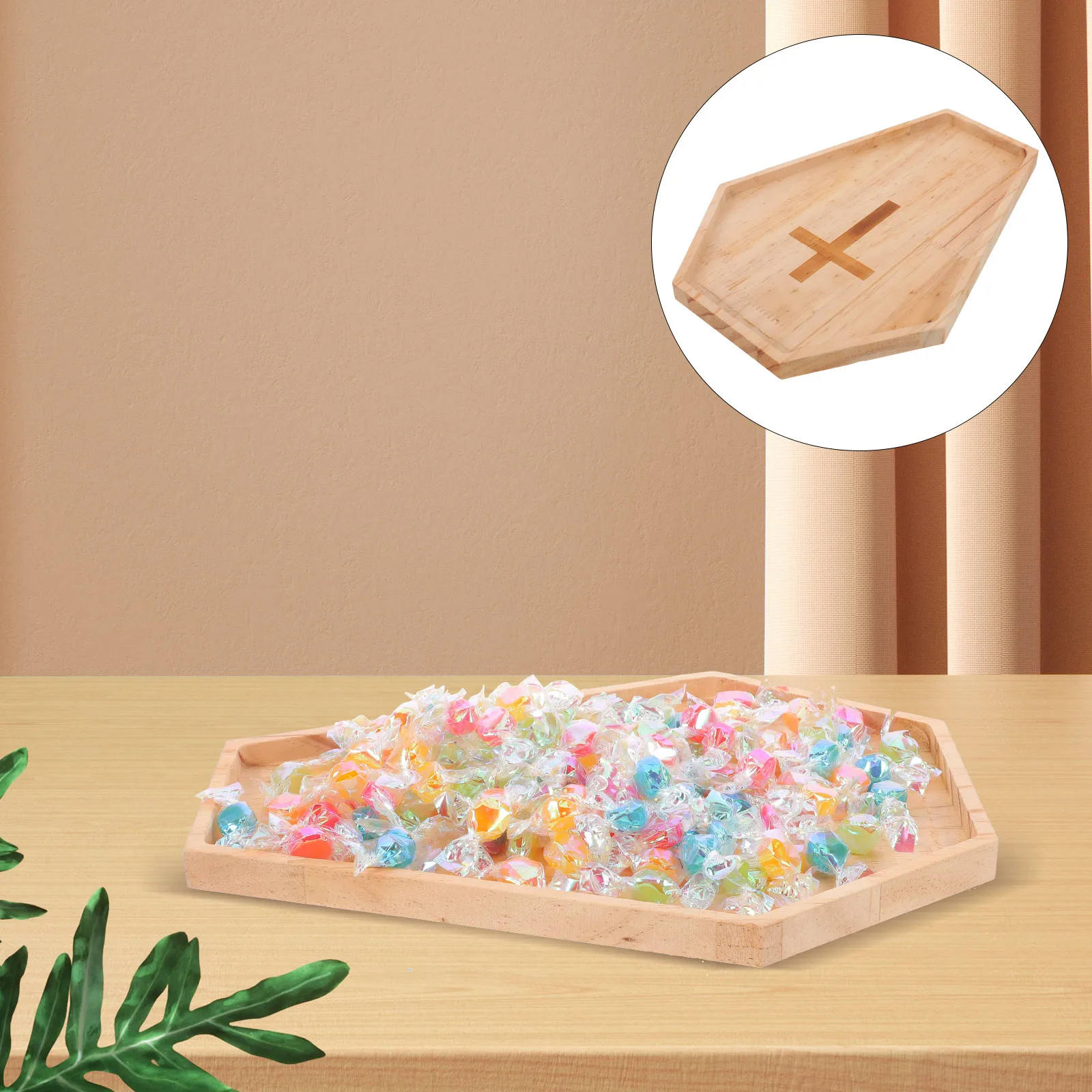 

Halloween Candy Tray Decor Charcuterie Party Board Fruit Bowl Appetizer Platter Coffin Shaped Plates Wood Cheese Serving Dish