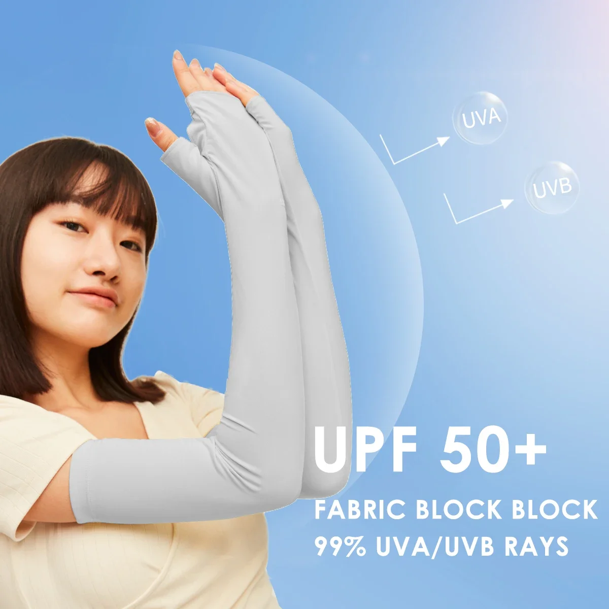 OhSunny UV Protection Long Arm Sleeve Empty Palm UPF50+ Women Breathable Cooling Fingerless Arms Sleeved Golf Driving Glove