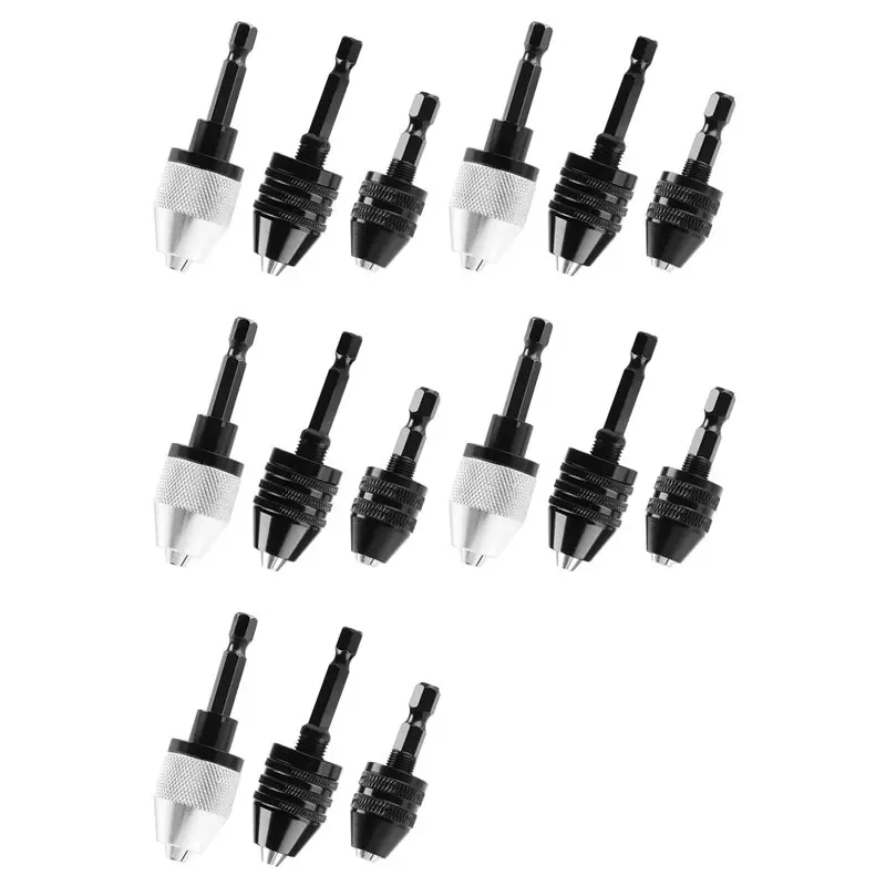 ABUI-15PCS 1/4 Inch Hex Shank Keyless Drill Chuck Quick Change Adapter Converter Impact Drills Bits, Electric Tool