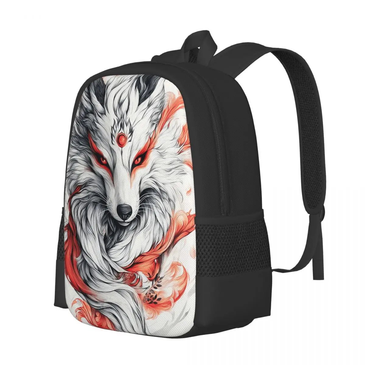 Japanese Okami Wolf Backpack Daypack Large Capacity Kids BookBag School Bag Shoulder Bags for Men Women