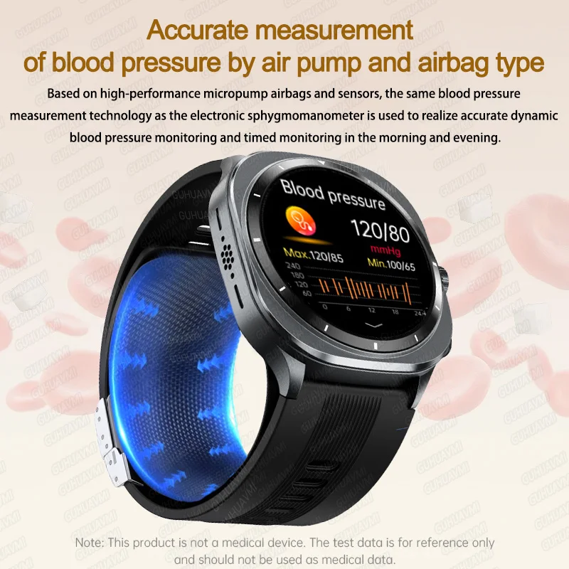 

2025 IOS Новый воздушный насос с подушкой безопасности Точное измерение ЭКГ NFC Смарт-часы Артериальное давление Мужчины Женщины