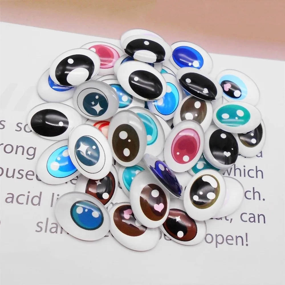 50pcs High Transparency Eyes Accessories Crystal 14*10mm Simulation Glass Eyeballs Multistyles Dolls Makeup Accessories