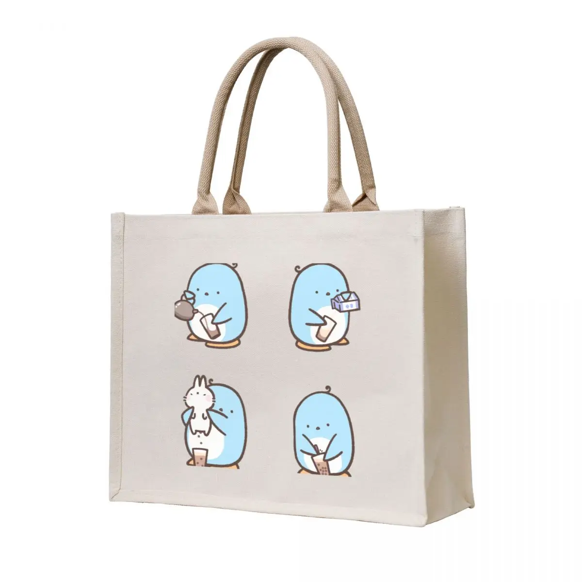 

Boba Penguin Set Tote Bag bag for beach reusable grocery bags Canvas stote bag handbag