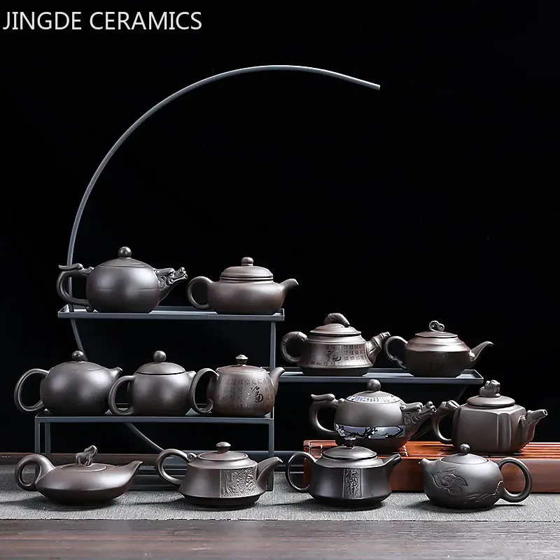 Tradition Yixing Purple Clay Tea Pot Raw Ore Black Mud Ball Hole Filter Kettle Chinese Zisha Tea Set Customized Beauty Teapot