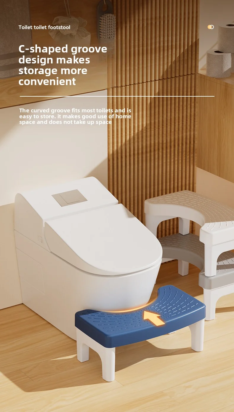 مقعد مرحاض بلاستيكي مضاد للانزلاق للبالغين، مسند للقدمين في المكتب، لكبار السن والأطفال والنساء الحوامل في الحمام مقعد مرحاض القرفصاء