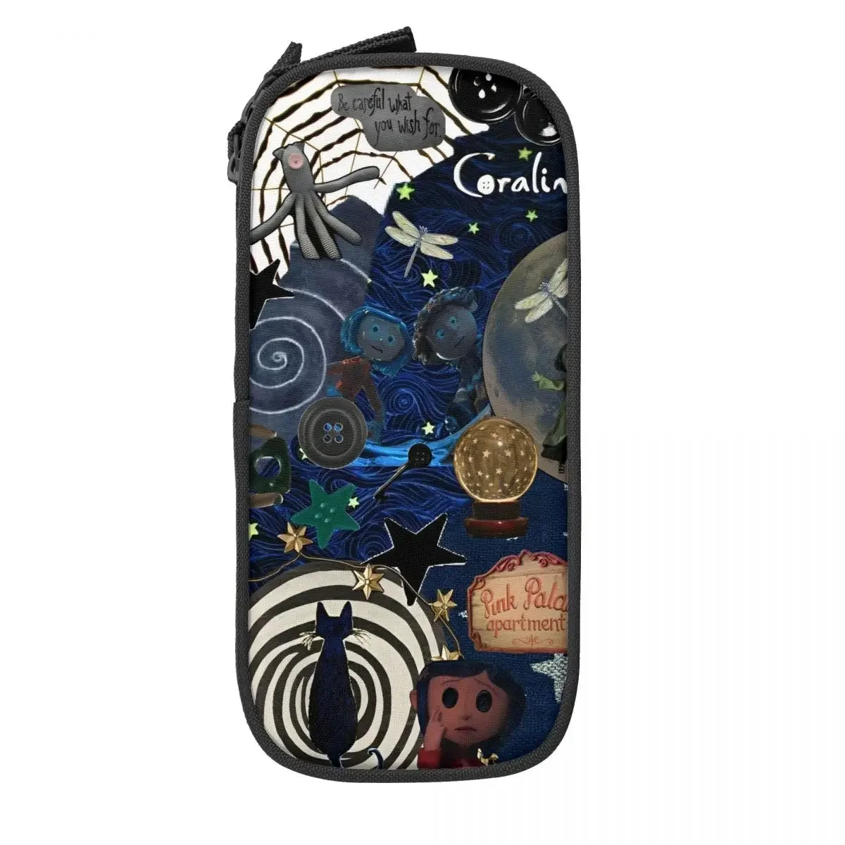 Coraline Halloween Horror Astuccio per matite Astuccio per penne per ragazze Ragazzi Grandi borse portaoggetti Materiale scolastico Cancelleria con cerniera
