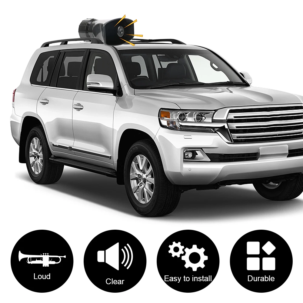 Car Warning Alarm Megaphone Police Siren Air Horn Speaker Car Horn Multi-tone & Claxon Horn 120DB Loud 12V 100W Loadspeaker Set