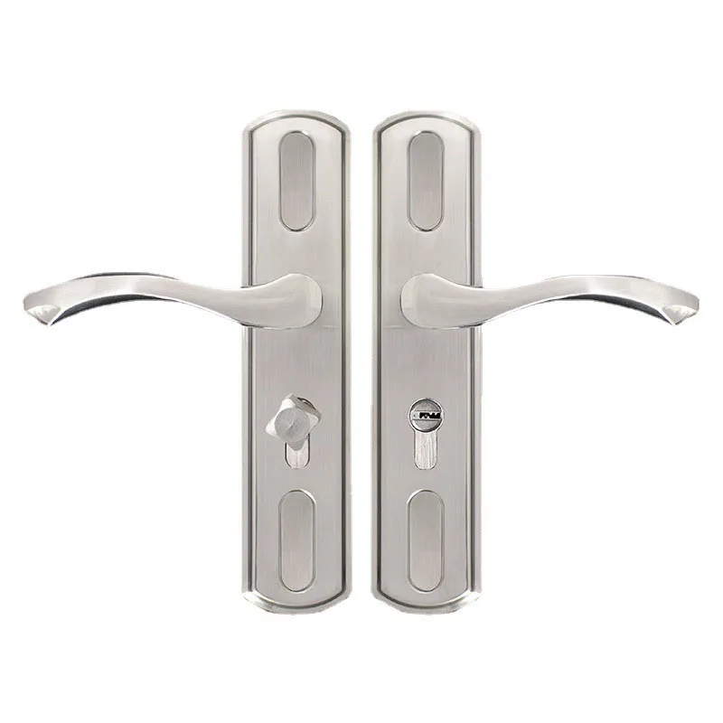 Adjustable Stainess Steel Door Handle lock set Home Security With Keys  Interior Door Lock Hole Size110-190mm