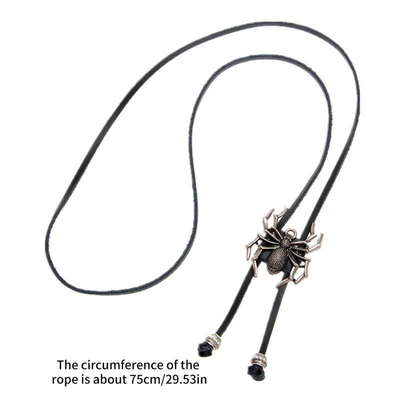 Bolo Tie for Men Western Cowboy Necktie with Stereo Spiders Buckle Gentleman Formal Meeting Costume Accessories