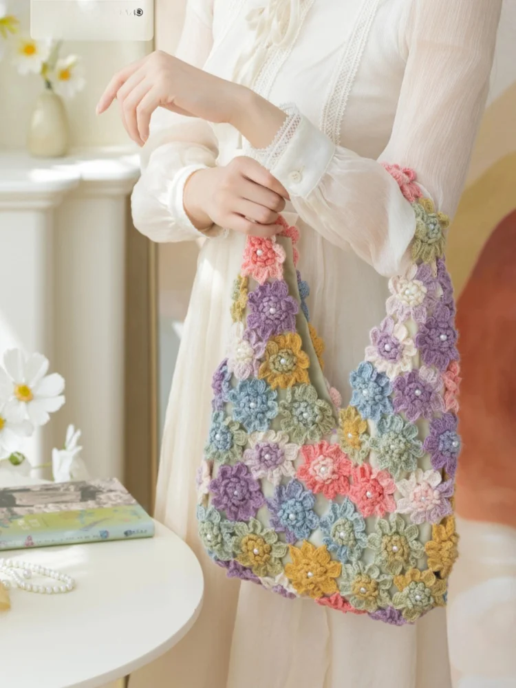 

Ручная вязаная сумка на одно плечо, комплект материалов, пряжа, шарик, крючок, игла, набор «сделай сам», SuSuJie, аксессуары для домашней моды