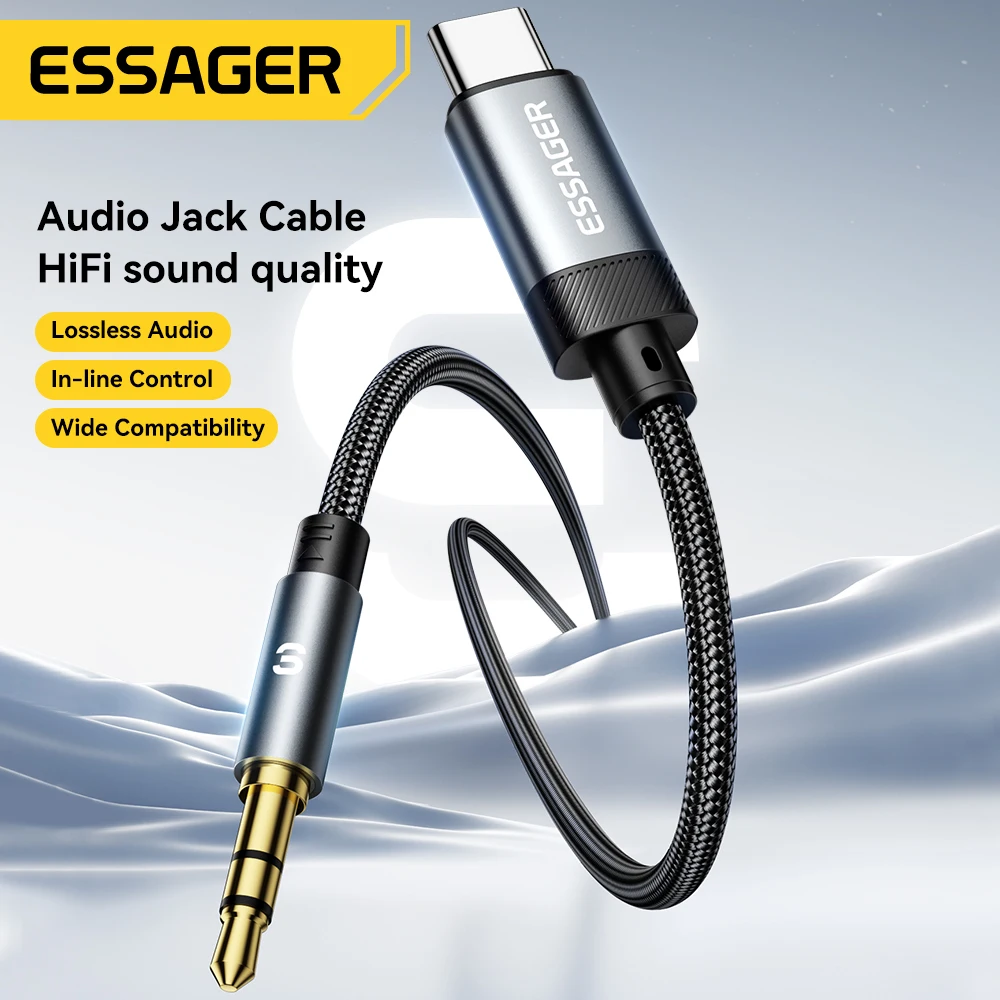 Essager USB C To 3.5mm Aux Jack Adapter Speaker and Headphone 3.5 Mm Aux Audio Splitter Jack 3 5 Cable for iphone Huawei Xiaomi