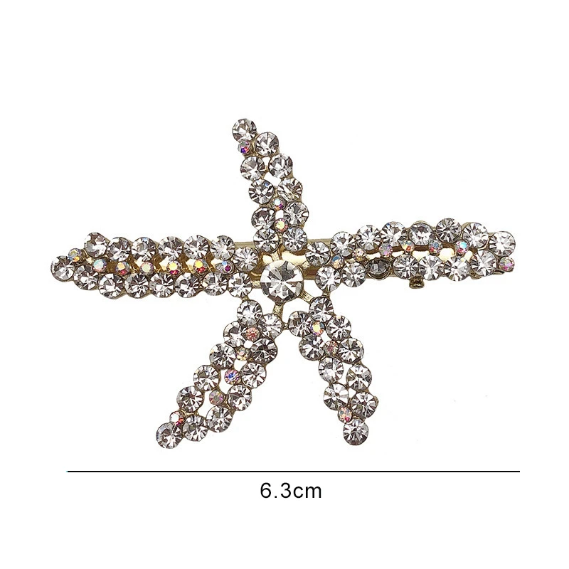 Korean Full Crystal Pearl Starfish Hairpin Headwear Fashion Hair Clip For Women Girls Party Hair Barrette Accessories Jewelry