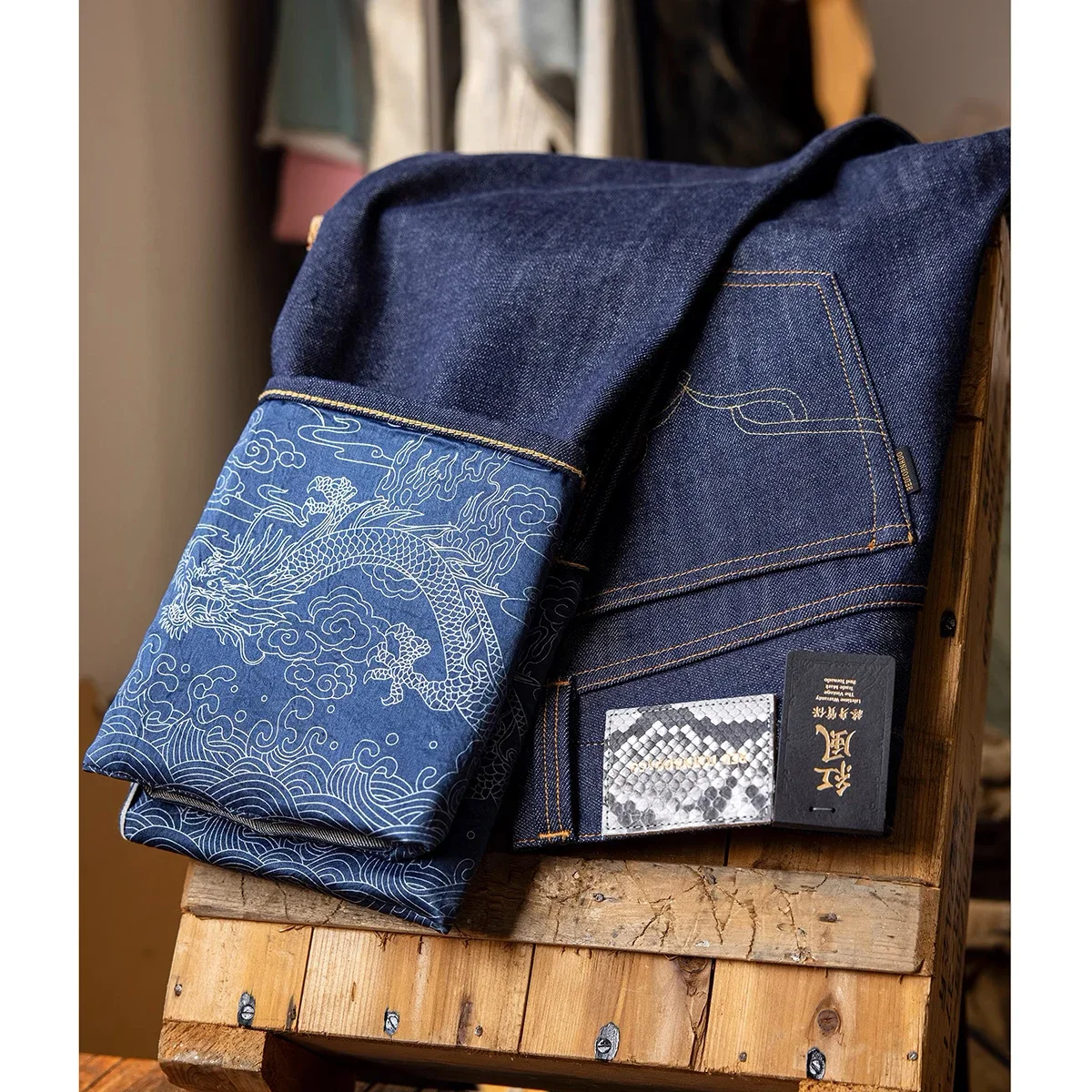 Red Tornado NOIR Year of the Dragon Limited Edition jeans 14oz natuurlijke indigo zelfkant denim broek