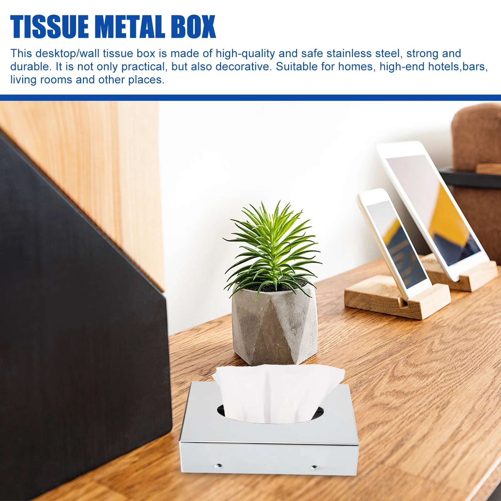 

Mirror Finish Tissue Paper Holder Stainless Steel Desktop Wall Mount Napkin Storage Box Heavy Duty Anti-Rust Tissue Container