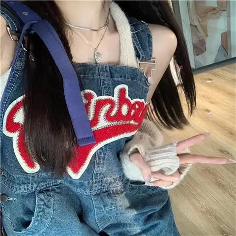 Tute blu royal incrociate Elegante Combinaison Oneshoulder Mezzo schienale Colori Spalle pieghettate Maxi Boyfriend Texture